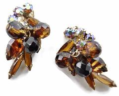 Topaz Navettes Striped Earrings Clip