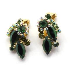Green Navettes Multi-Color/Shaded Earrings Clip