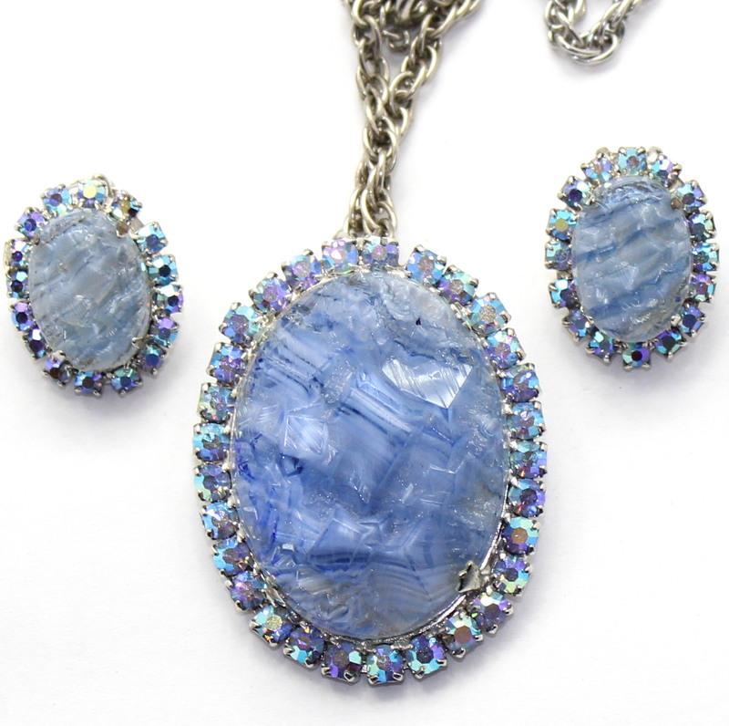Front view of Blue Cabochons Molded/Cut Pin Pendant