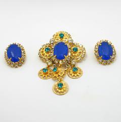 Blue Oval Earrings Clip