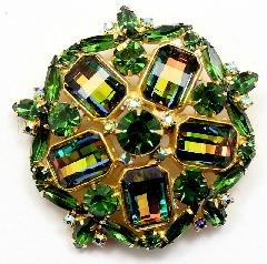 Green Emerald Cut Multi-Color/Shaded Brooch