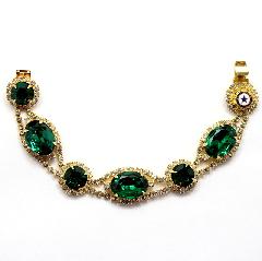 Green Oval Bracelet Flat Push In
