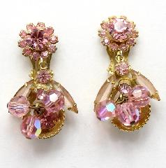 Pink Navettes Earrings Clip