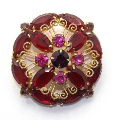 Red Navettes Brooch