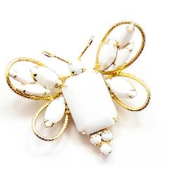 White (chalk Or Milk) Emerald Cut Brooch