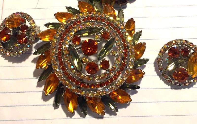 Front view of Topaz Navettes Brooch