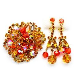 Orange Navettes Brooch