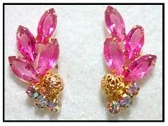 Pink Navettes Earrings Clip
