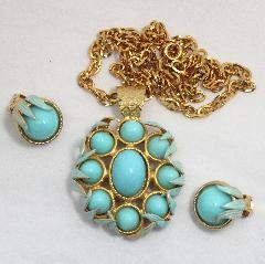 Blue Cabochons Plastic Pendant