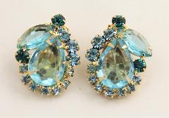 Blue Pear Earrings Clip