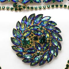 Green Navettes Multi-Color/Shaded Brooch