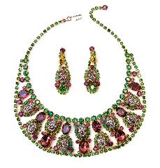 Multiple Colors Cabochons Molded/Cut Necklace