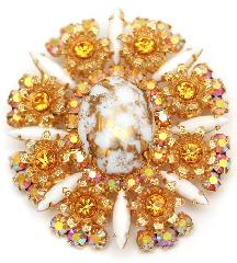 Topaz Cabochons Spotted Pin Pendant