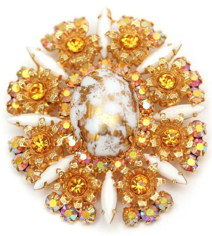 Front view of Topaz Cabochons Spotted Pin Pendant