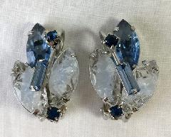 Blue Baguettes Givre Earrings Clip