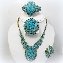 Turquoise Cabochons Molded/Cut Necklace