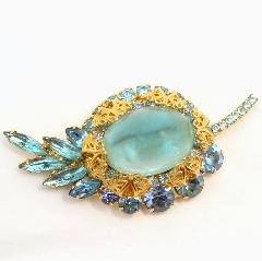 Blue Cabochons Brooch