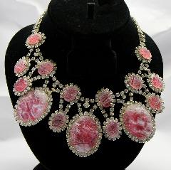 Pink Oval Molded/Cut Necklace