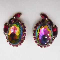 Multiple Colors Oval Multi-Color/Shaded Earrings Clip