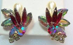 Multiple Colors Navettes Pearl Earrings Clip