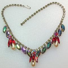 Multiple Colors Navettes Pearl Necklace
