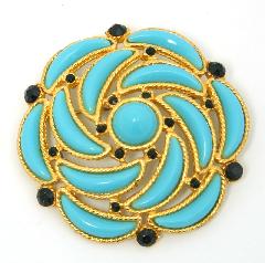 Blue Cabochons Plastic Brooch