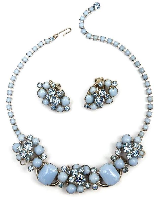Front view of Blue Emerald Cut Necklace
