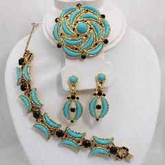Blue Cabochons Plastic Earrings Clip