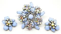 Blue Cabochons Earrings Clip
