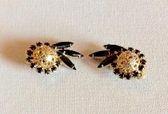 Black (jet) Navettes Earrings Clip