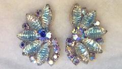 Blue Navettes Molded/Cut Earrings Clip