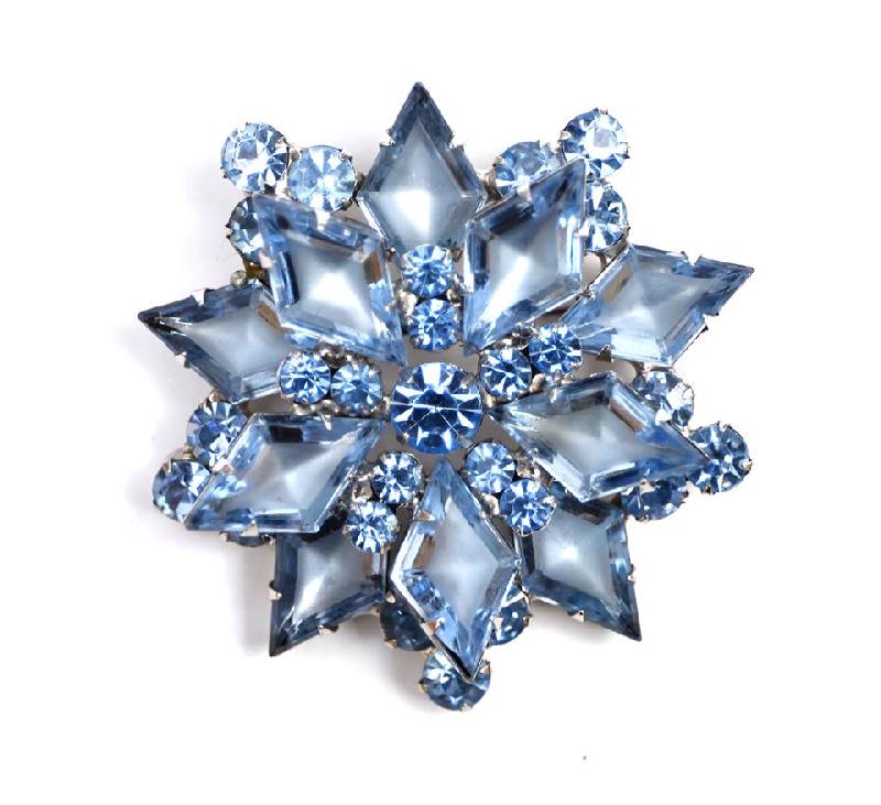 Front view of Blue Diamond Frosted Brooch