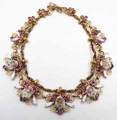White (chalk Or Milk) Navettes Painted (hand/Transfer) Necklace