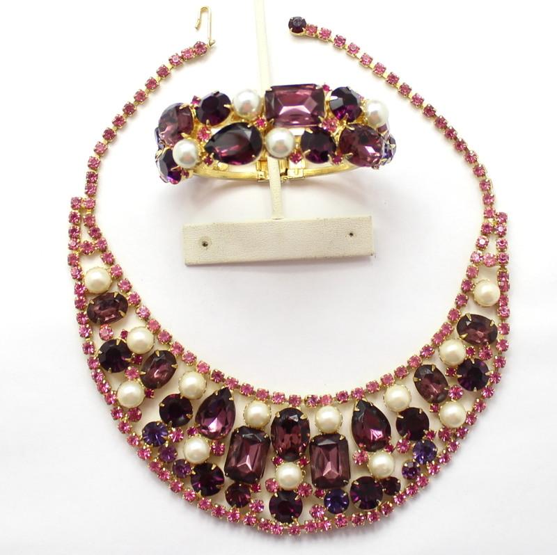 Front view of Purple (cardinal) Pear Pearl Necklace