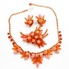 Orange Navettes Molded/Cut Necklace