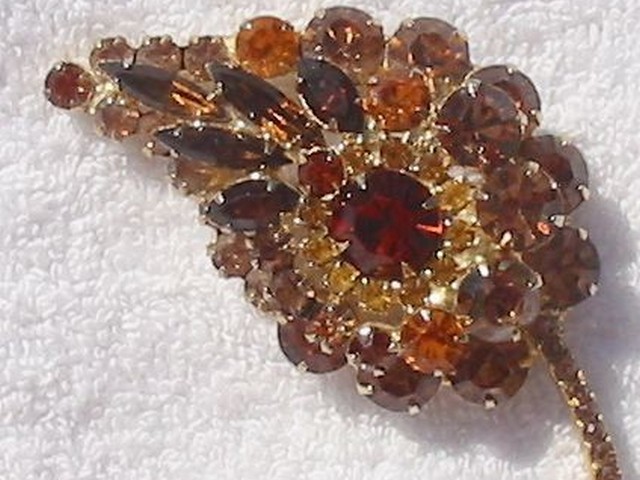 Front view of Topaz Navettes Brooch