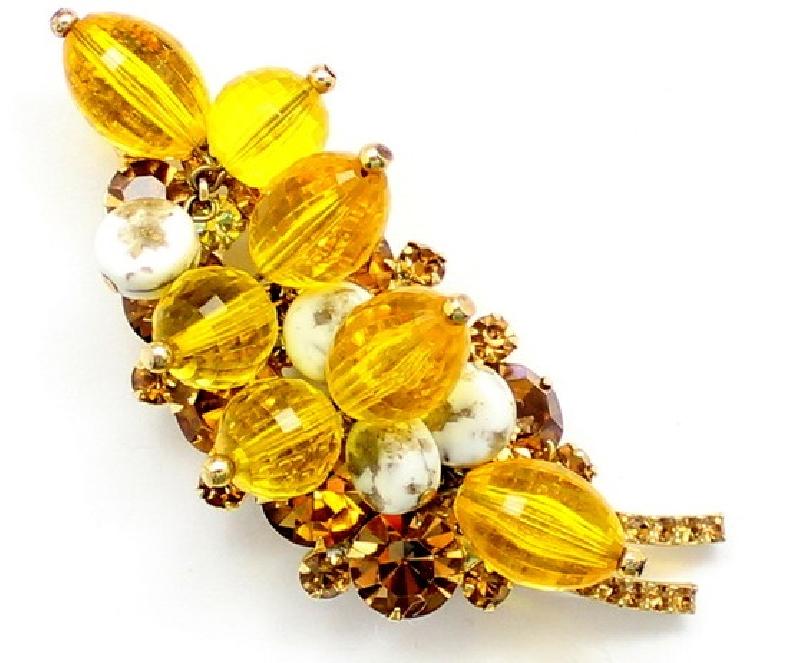 Front view of Yellow Chatons Only Multi-Color/Shaded Brooch