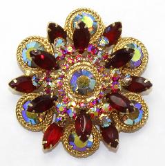 Red Navettes Brooch