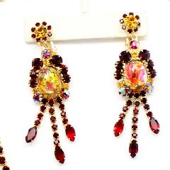Red Cabochons Multi-Color/Shaded Earrings Clip