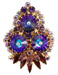Purple (cardinal) Navettes Rivoli/Margarita Pin Pendant