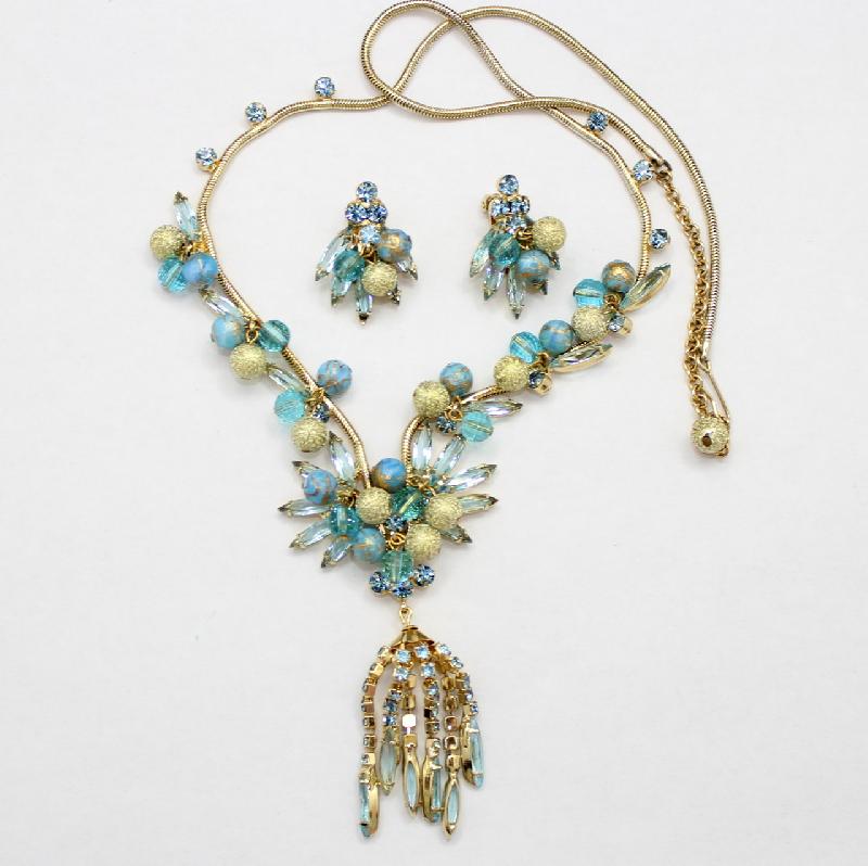 Front view of Blue Navettes Necklace