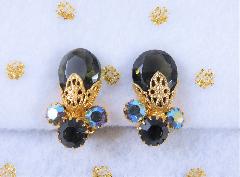 Gray (black Diamond) Pear Earrings Clip