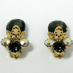 Gray (black Diamond) Pear Earrings Clip