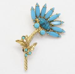 Turquoise Navettes Spotted Brooch