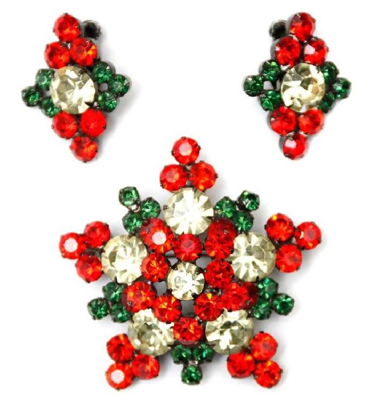 Front view of Multiple Colors Chatons Only Earrings Clip