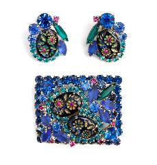 Blue Cabochons Molded/Cut Brooch