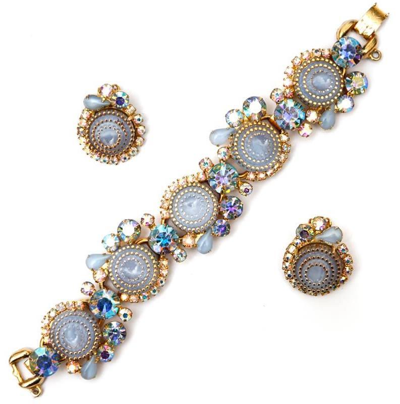 Front view of Blue Cabochons Molded/Cut Earrings Clip