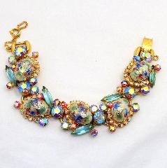 Blue Cabochons Painted (hand/Transfer) Bracelet 5 Link