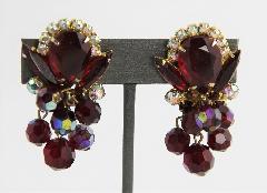 Red Pear Earrings Clip