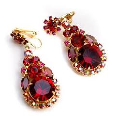 Red Navettes Earrings Clip